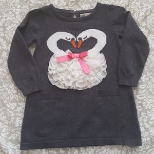 H&M Swan Sweater Ruffle Bow Dress with Pockets